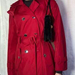 Calvin Klein Vibrant Red Trench Coat
